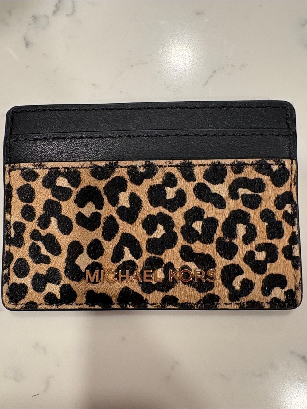 Michael Kors Leopard Print Card Holder - Black & Brown